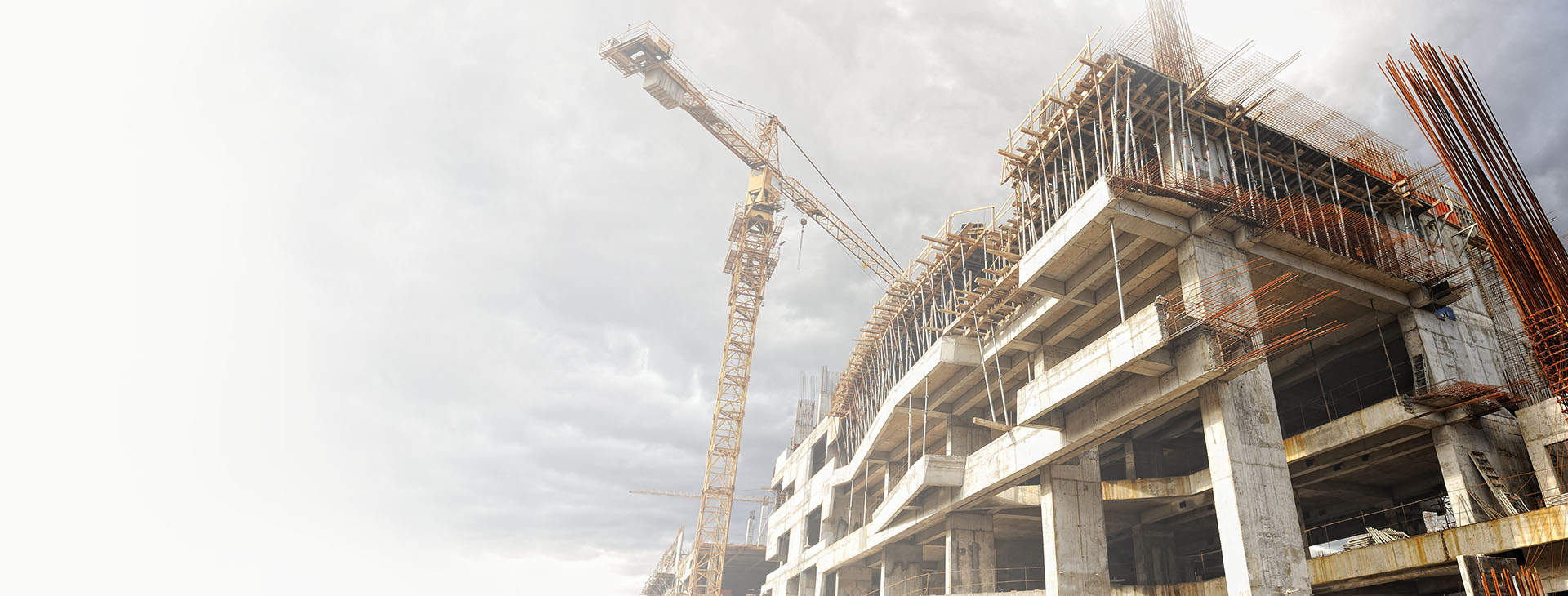 Building construction with crane