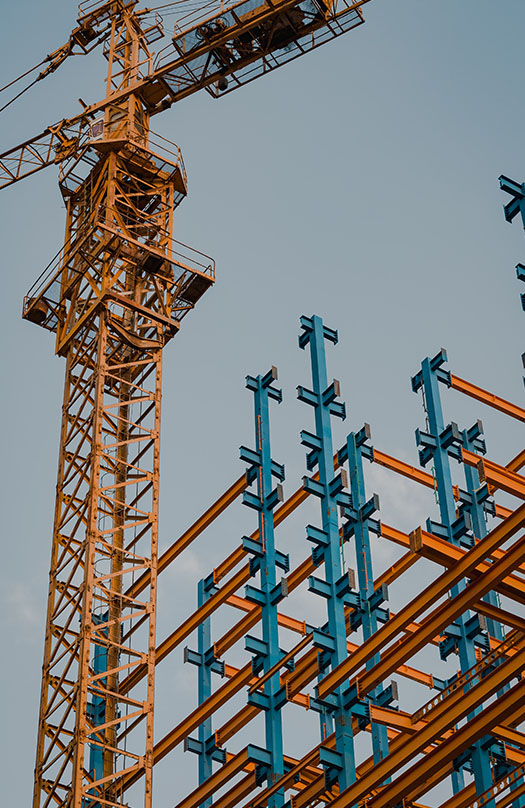 Crane and scaffolding